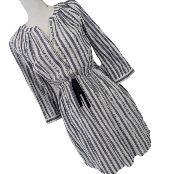 NWOT! NAUTICA JEANS CO.! EYELET & EMBROIDERED BLUE/WHITE MUSLIN SUN DRESS! SZ XS - Picture 1 of 7